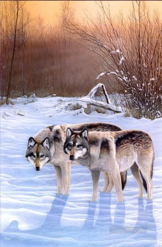 狼 Painting - 雪景色のオオカミ